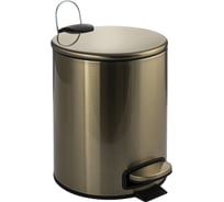 Ведро из нержавеющей стали САНАКС с педалью, круглое, 5 литров, плоская крышка микролифт, цвет бронза 10503