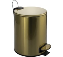 Ведро из нержавеющей стали САНАКС с педалью, круглое, 5 литров, плоская крышка микролифт, цвет матовое золото 10504