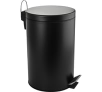 Ведро из нержавеющей стали САНАКС с педалью, круглое, 12 литров, черное 2412