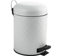 Ведро из нержавеющей стали САНАКС с педалью, круглое, 5 литров, с орнаментом, белое 1505