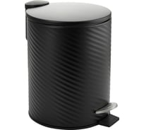 Ведро из нержавеющей стали САНАКС с педалью, круглое, 5 литров, плоская крышка, винтообразное, черное 7055