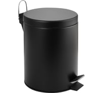 Ведро из нержавеющей стали САНАКС с педалью, круглое, 5 литров, черное 2405