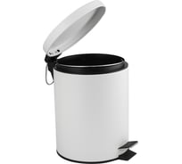 Ведро из нержавеющей стали САНАКС с педалью, круглое, 5 литров, белое 2305