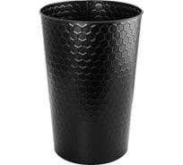 Ведро круглое САНАКС 15 л, с ромбическим рисунком, офисное, без крышки, нержавеющая сталь SUS 410, черное 42115