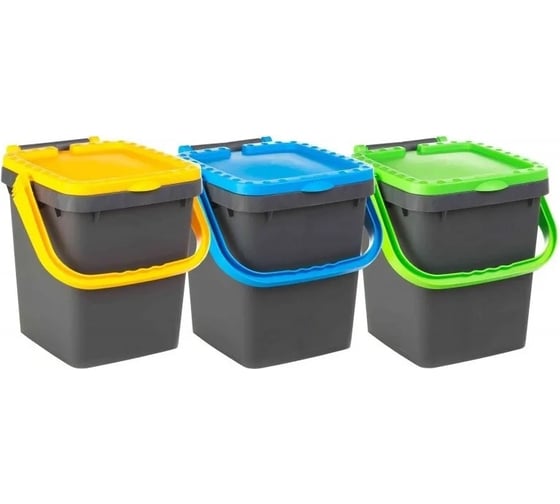 Комплект контейнеров для раздельного сбора ECOPLAST с плоской крышкой, 3x35 л ECP35