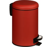 Урна с педалью, PRIMANOVA ELIT 3л, металл, матовый красный, высота 25,5, диаметр 17,5 см D-101400-R