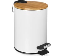 Ведро ПКФ Сварком нержавейка, с педалью, 5л, белое s064893