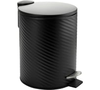 Ведро ПКФ Сварком нержавейка, с педалью, 5л, черное s064875