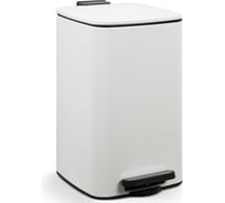 Ведро ПКФ Сварком нержавейка, с педалью, 8л, квадратное, белое s065183