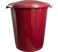 Бак мусорный ALMIN 105л, h660мм, d600мм, круглый, бордовый, пластик, с крышкой УИ-42353