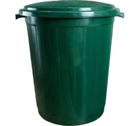 Бак мусорный ALMIN 150л, круглый, зеленый, пластик, с крышкой УИ-42356