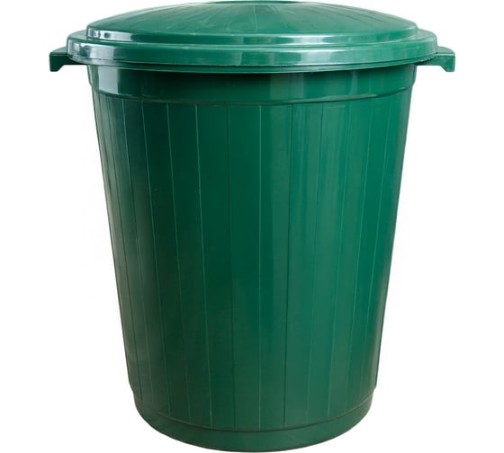 Бак мусорный ALMIN 75л, круглый, зеленый, пластик, с крышкой УИ-42357 1