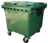 Контейнер Razak plast пластик, зелёный, R, 1100 л., без логотипа, крышка плоская, зелёная, на колёсах 1370325020397