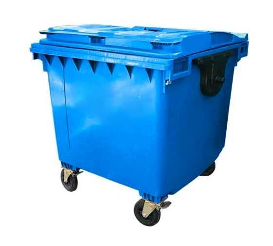 Контейнер Razak plast пластик, синий, R, 1100 л., без логотипа, крышка плоская, синяя, на колёсах 1982085428322 1