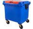 Контейнер Razak plast пластик, синий, R, 1100 л., без логотипа, двойная крышка Split lid, синяя/оранжевая, на колёсах 3239045058135 1