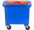 Контейнер Razak plast пластик, синий, R, 1100 л., без логотипа, двойная крышка Split lid, синяя/оранжевая, на колёсах 3239045058135 2
