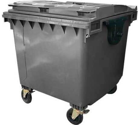 Контейнер Razak plast пластик, серый, R, 1100 л., без логотипа, крышка плоская, серая, на колёсах 6859778549952