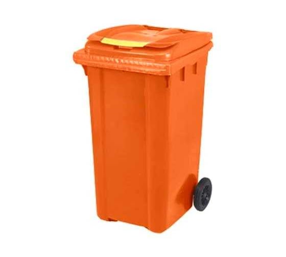 Контейнер Razak plast пластик, оранжевый, R, 240 л., без логотипа, с крышкой, оранжевая, на колёсах 1455755667982 1