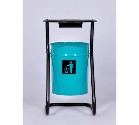 Металлическая уличная урна ПРОФМЕТСТИЛЬ бирюзовая, с пепельницей 604