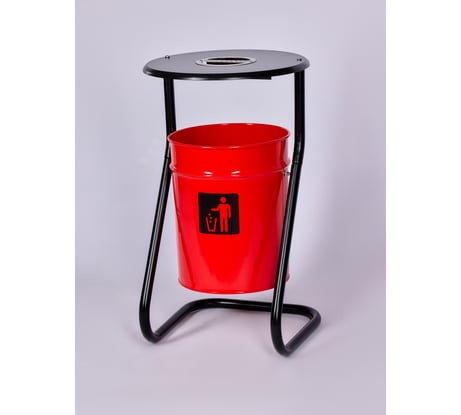 Металлическая уличная урна ПРОФМЕТСТИЛЬ красная, с пепельницей 608