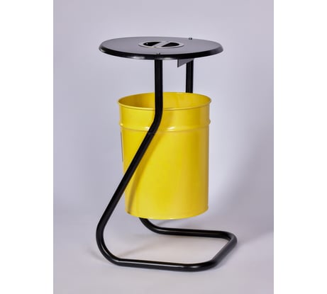 Металлическая уличная урна ПРОФМЕТСТИЛЬ желтая, с пепельницей 605