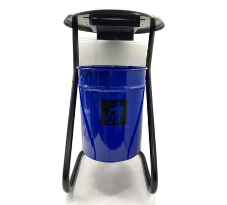 Металлическая уличная урна ПРОФМЕТСТИЛЬ синяя, с пепельницей 601