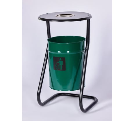 Металлическая уличная урна ПРОФМЕТСТИЛЬ зеленая, с пепельницей 600