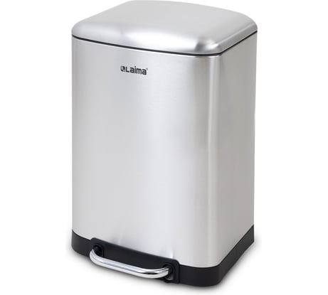 Ведро мусорное с педалью LAIMA ULTRA 12л, крышка с доводчиком, стальное, без отпечатков 701568