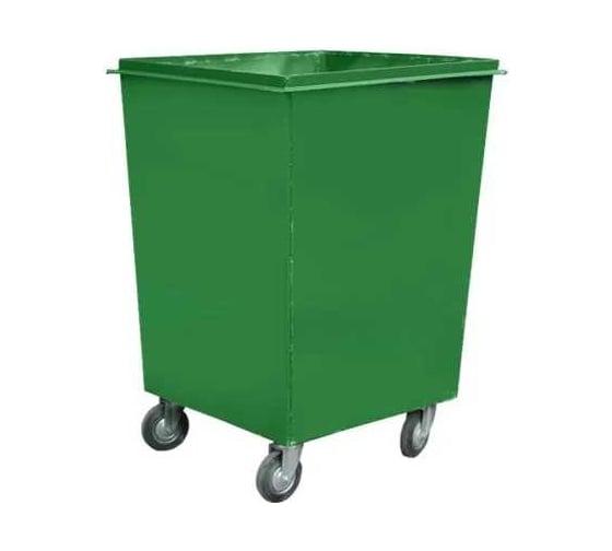Контейнер металлический ЧИСТОГРАД ПЛЮС зелёный, Х, 0.75 м3, без логотипа, без крышки, без петель для замка, на колёсах 5874560660050 1