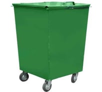 Контейнер металлический ЧИСТОГРАД ПЛЮС зелёный, Х, 0.75 м3, без логотипа, с крышкой, без петель для замка, на колёсах 5875479273010