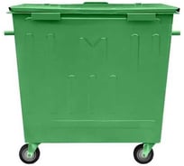 Контейнер металлический ЧИСТОГРАД ПЛЮС зелёный, Л, 1.1 м3, без логотипа, с крышкой, крышка зелёная, без петель для замка, на колёсах 5879808684195