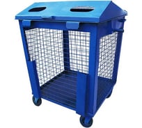 Контейнер металлический ЧИСТОГРАД ПЛЮС синий , Л, 0.8 м3 сетчатый, без логотипа, с крышкой, крышка синяя, без петель для замка, на колёсах 5874388284438