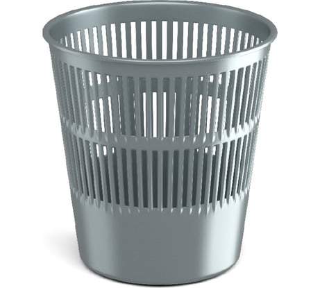 Корзина для бумаг сетчатая пластиковая ErichKrause Ледяной металл, 9л, серебряный 55937