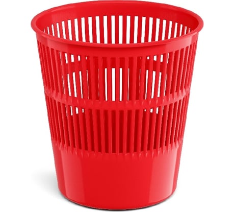 Корзина для бумаг сетчатая пластиковая ErichKrause Классика, 9л, красный 55911