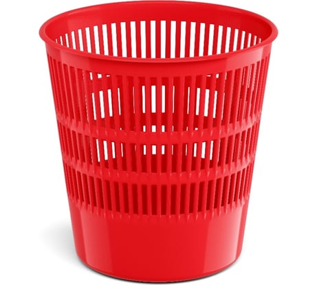 Сетчатая пластиковая корзина для бумаг ErichKrause Classic 12 л, красный 55941