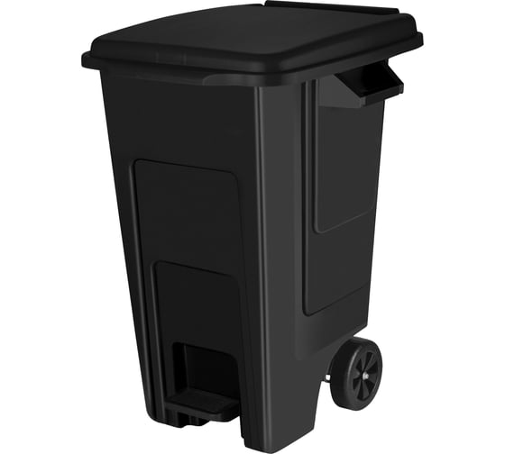 Бак Blocker 100л. с крышкой, на колесах, с педалью, чёрный 40064 1