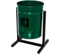 Урна уличная ПРОФМЕТСТИЛЬ круглая, металлическая, с квадратными ножками, зеленая 1170