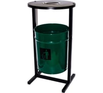 Урна уличная ПРОФМЕТСТИЛЬ круглая, металлическая, с квадратными ножками, зеленая, с пепельницей 1172
