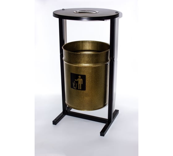 Урна уличная Т ПРОФМЕТСТИЛЬ круглая металлическая с квадратными ножками бронза с пепельницей. Арт. 1198 1