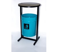 Урна уличная Т ПРОФМЕТСТИЛЬ круглая металлическая с квадратными ножками бирюзовая с крышкой. Арт. 1188