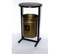 Урна уличная Т ПРОФМЕТСТИЛЬ круглая металлическая с квадратными ножками бронза с крышкой. Арт 1189
