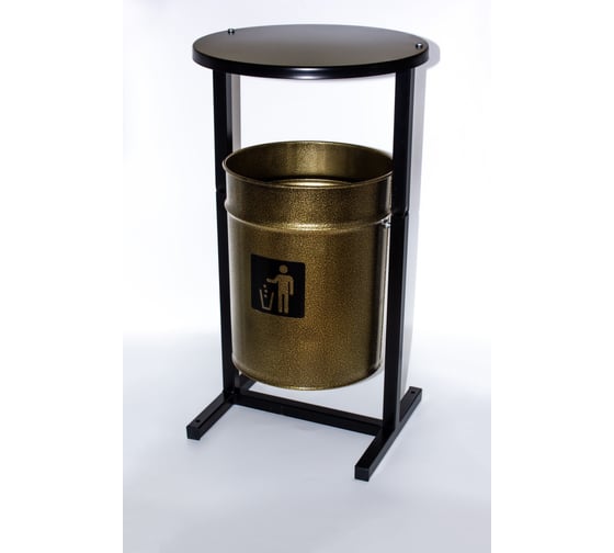 Урна уличная Т ПРОФМЕТСТИЛЬ круглая металлическая с квадратными ножками бронза с крышкой. Арт 1189 1