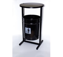 Урна уличная Т ПРОФМЕТСТИЛЬ круглая металлическая с квадратными ножками черная с крышкой. Арт. 1187