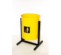 Урна уличная Т ПРОФМЕТСТИЛЬ круглая металлическая с квадратными ножками желтая. АРТ 1179