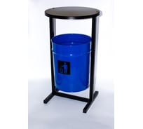Урна уличная Т ПРОФМЕТСТИЛЬ круглая металлическая с квадратными ножками синяя с крышкой. Арт. 1185