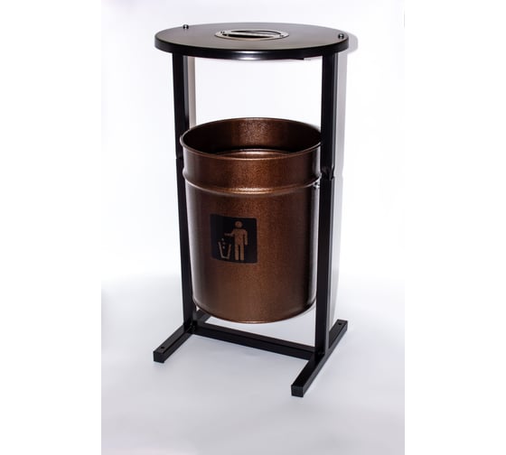 Урна уличная Т ПРОФМЕТСТИЛЬ круглая металлическая с квадратными ножками коричневый металлик с пепельницей. Арт119 1199 1