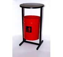 Урна уличная Т ПРОФМЕТСТИЛЬ круглая металлическая с квадратными ножками красная с крышкой. Арт. 1184