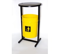 Урна уличная Т ПРОФМЕТСТИЛЬ круглая металлическая с квадратными ножками желтая с крышкой. Арт. 1186