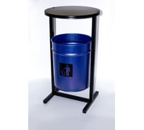 Урна уличная Т ПРОФМЕТСТИЛЬ круглая металлическая с квадратными ножками синий металлик с крышкой. Арт. 1191