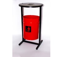 Урна уличная Т ПРОФМЕТСТИЛЬ круглая металлическая с квадратными ножками красная с пепельницей. Арт. 1195